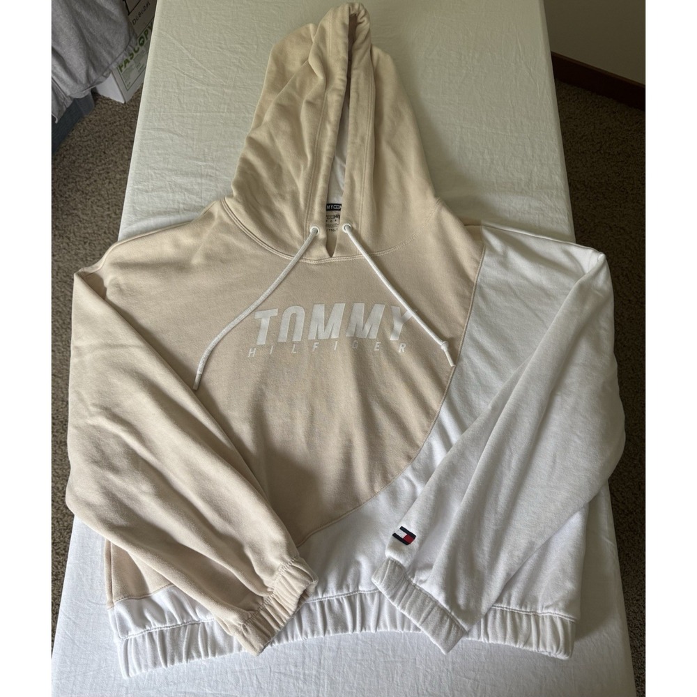 Tommy Hilfiger Hoodie Womens XXL 2X Hooded Sweatshirt Spellout Sport Cropped